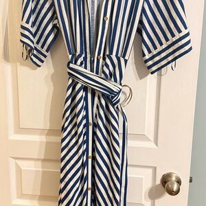 Zara Navy and White Striped Top